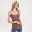 D&eacute;bardeur coton bretelles r&eacute;glables marron cognac femme