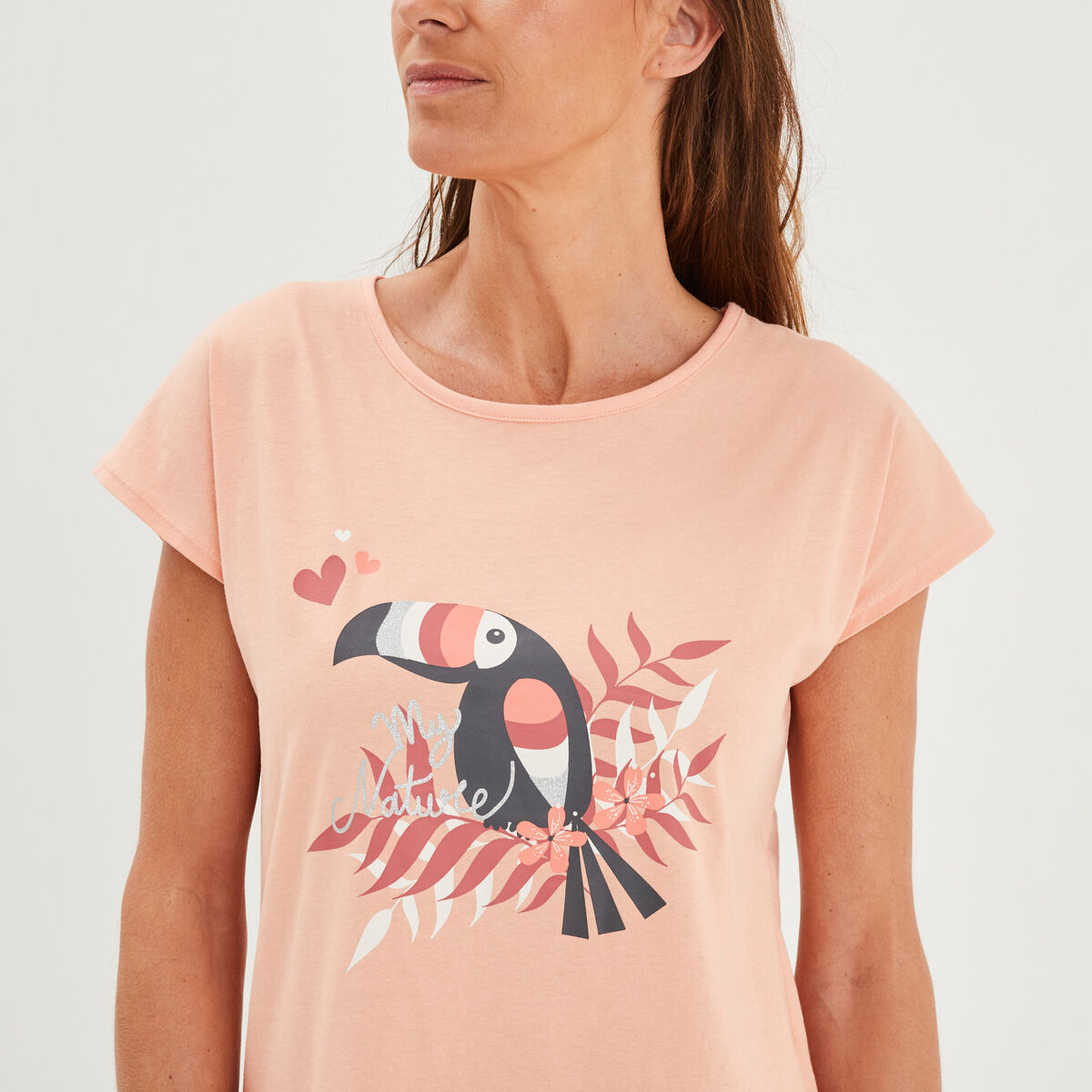 Ensemble pyjama 2 pièces rose saumon femme
