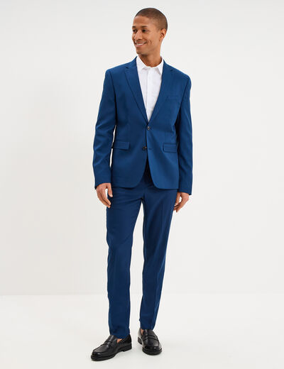 Veste blazer costume manches longues bleu electrique homme