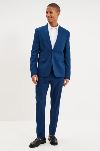 Veste blazer costume manches longues bleu electrique homme