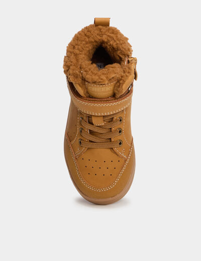 Baskets fourr&eacute;es montantes camel gar&ccedil;on