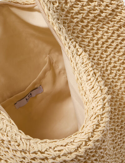 Sac cabas tress&eacute; port&eacute;-&eacute;paule sable femme