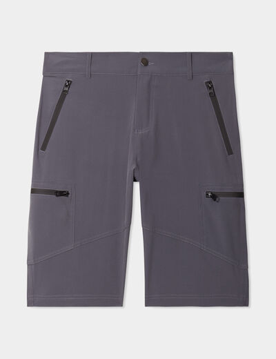Short cargo à poches zippées gris foncé homme