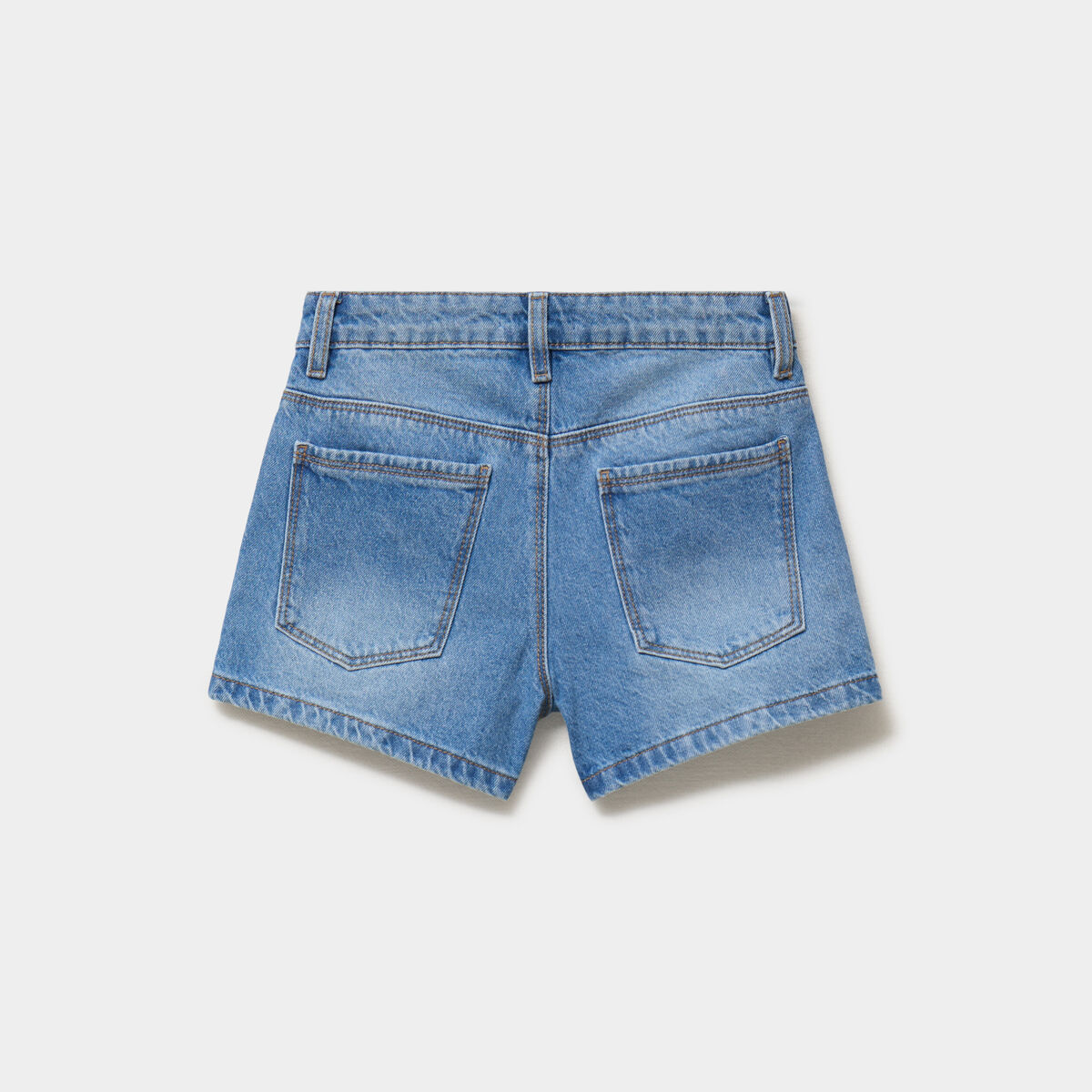 Short en jean taille ajustable coton denim stone fille