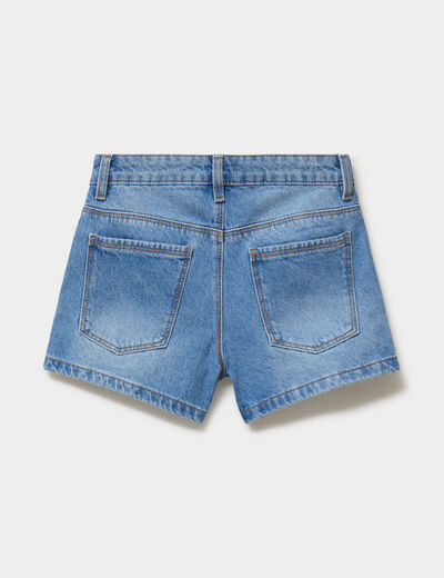 Short en jean taille ajustable coton denim stone fille
