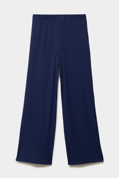 Bas de pyjama large c&ocirc;tel&eacute; long bleu marine femme