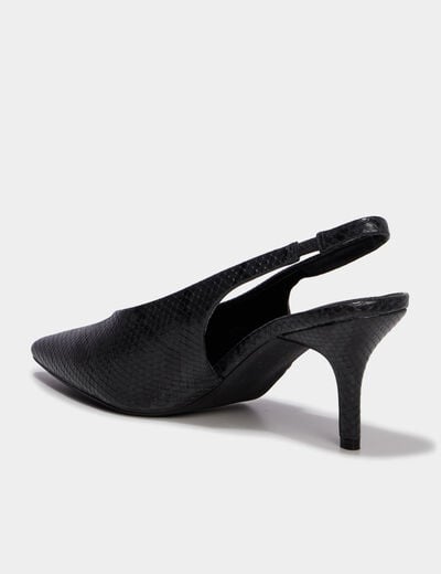 Escarpins slingback &agrave; talons aiguilles noir femme