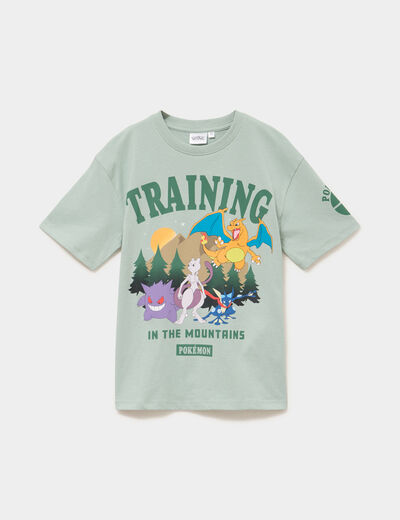 T-shirt manches courtes coton Pok&eacute;mon vert gar&ccedil;on