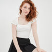 T-shirt cropped encolure carrée Creeks blanc femme