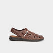 Sandales à scratch en cuir marron homme