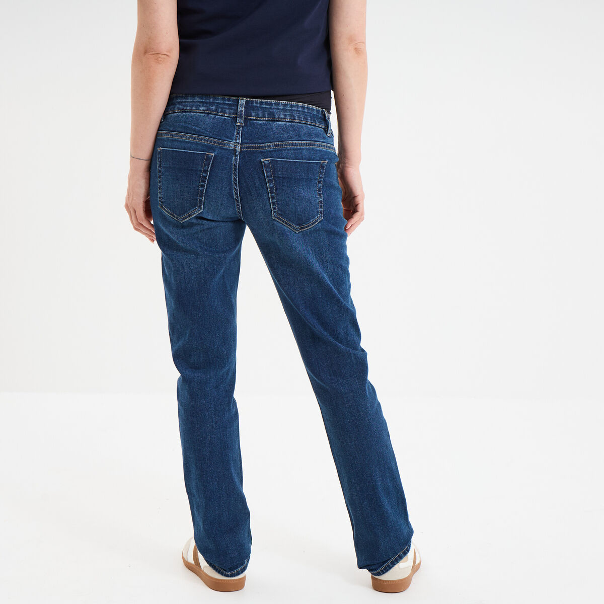 Jeans grossesse droit avec bandeau denim stone femme maternit&eacute;