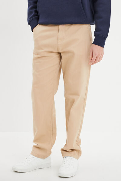 Pantalon droit taille standard en coton sable homme