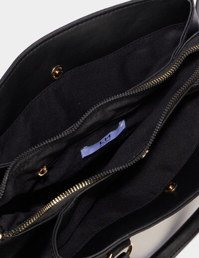 Sac &agrave; main bandouli&egrave;re amovible 3 poches noir femme
