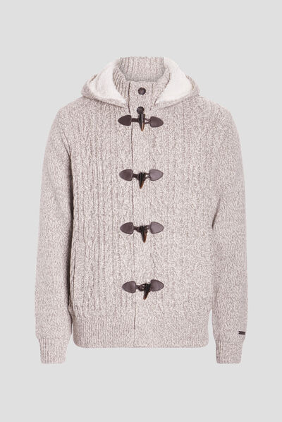 Gilet à capuche ivoire homme