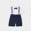 Ensemble 3 pi&egrave;ces avec salopette bleu marine b&eacute;b&eacute; gar&ccedil;on