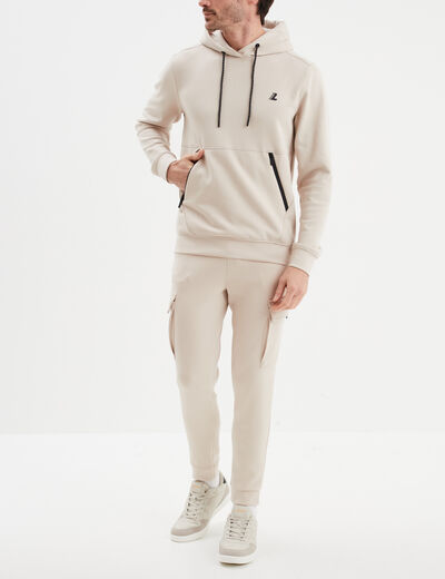 Sweat à capuche hoodie Liberto beige homme
