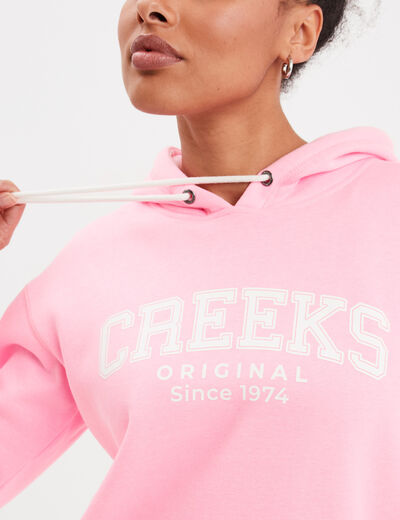 Sweat à capuche hoodie Creeks Original rose fluo femme