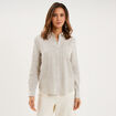 Chemise lin m&eacute;lang&eacute; manches longues blanc femme