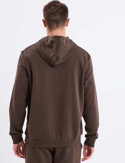 Sweat molleton à capuche hoodie marron foncé homme