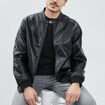 Blouson bomber doublée droite noir homme