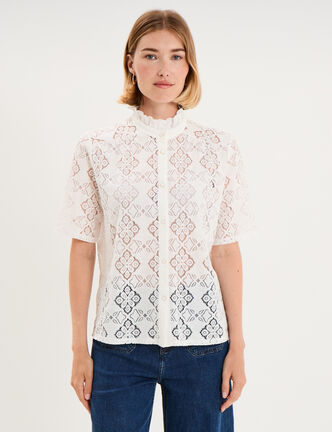 Chemise en dentelle col victorien blanc femme