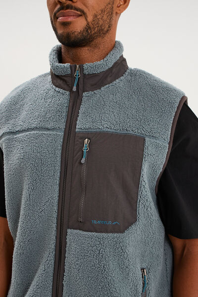 Gilet effet polaire sans manches bleu gris homme