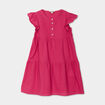 Robe à étages col rond coton Creeks rose framboise fille