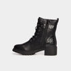 Bottines croco crant&eacute;es avec boucles noir femme