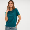 T-shirt col rond manches courtes vert fonc&eacute; femme