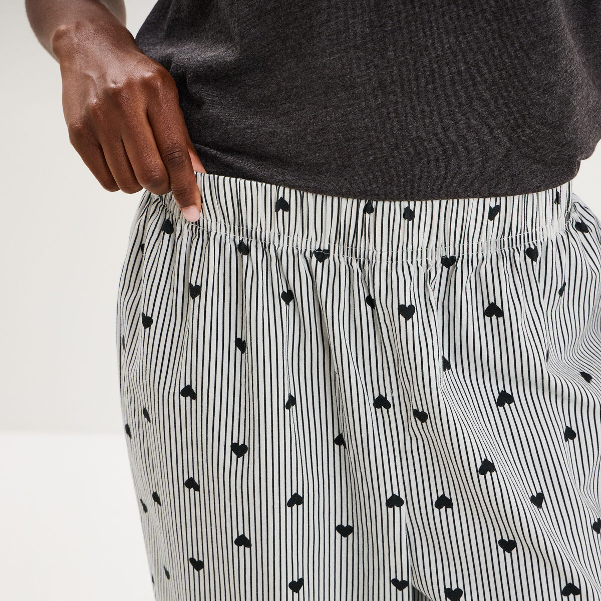 Pantalon de pyjama droit coton noir femme