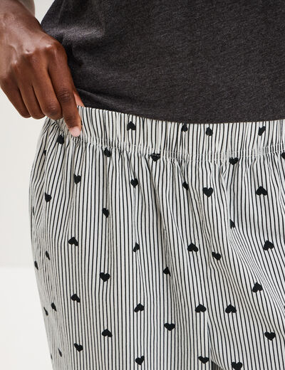 Pantalon de pyjama droit coton noir femme