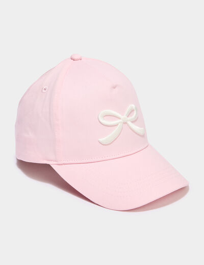 Casquette brod&eacute;e ajustable coton rose fille
