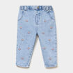 Jean brod&eacute; devant taille ajustable denim double stone b&eacute;b&eacute; fille