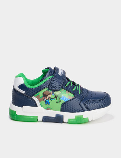 Tennis semelles lumineuses Minecraft bleu marine garçon