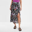 Jupe midi fendue fluide noir femme