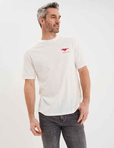 T-shirt manches courtes coton Mustang blanc homme
