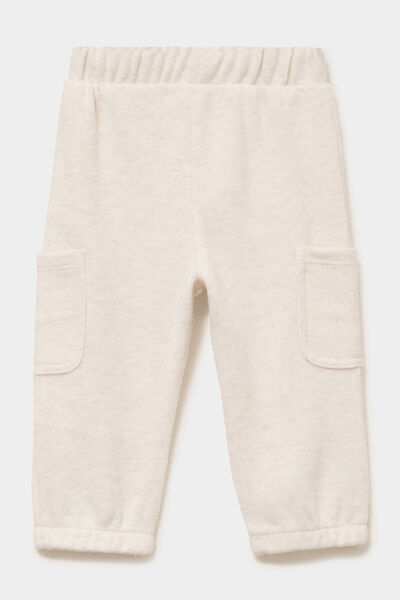 Pantalon maille 2 poches beige b&eacute;b&eacute; gar&ccedil;on