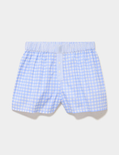 Short de pyjama taille &eacute;lastiqu&eacute;e coton blanc femme