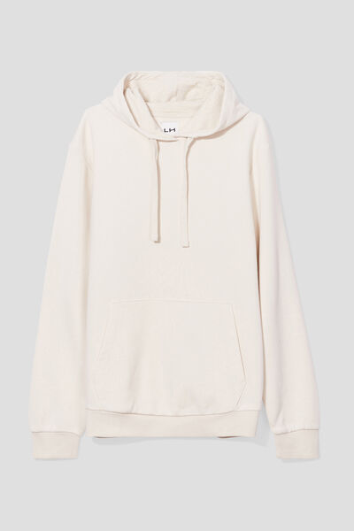 Sweat molleton &agrave; capuche hoodie ecru homme
