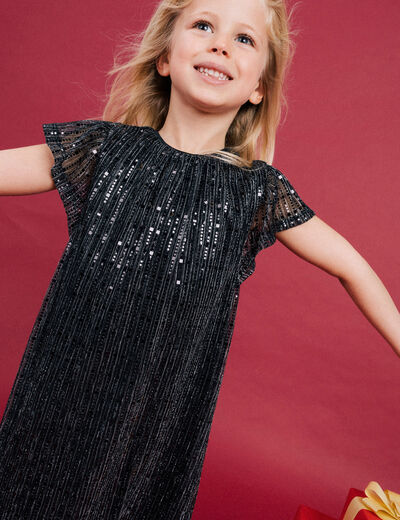 Robe paillette courte Liberto gris argent fille