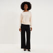 Pantalon &agrave; ponts flare effet cr&ecirc;pe noir femme