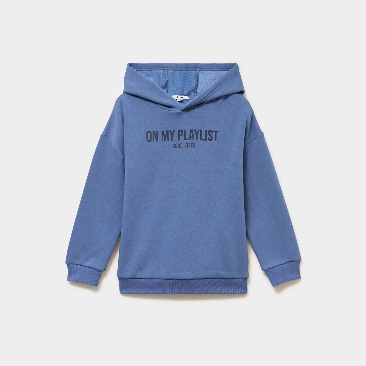 Sweat hoodie doubl&eacute; &agrave; capuche oversize bleu gar&ccedil;on