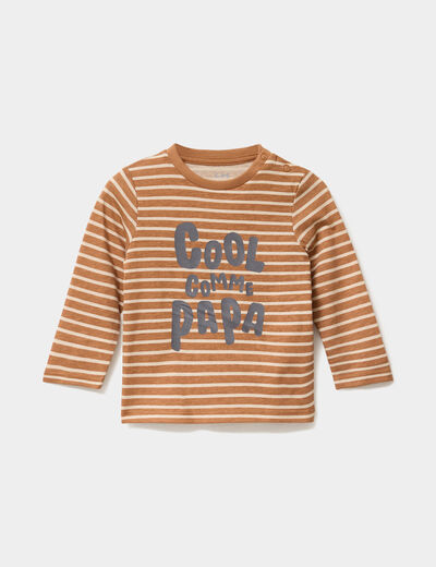 T-shirt manches longues col rond coton camel bébé garçon
