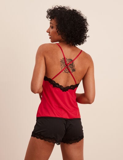 Ensemble pyjama 2 pièces rouge femme