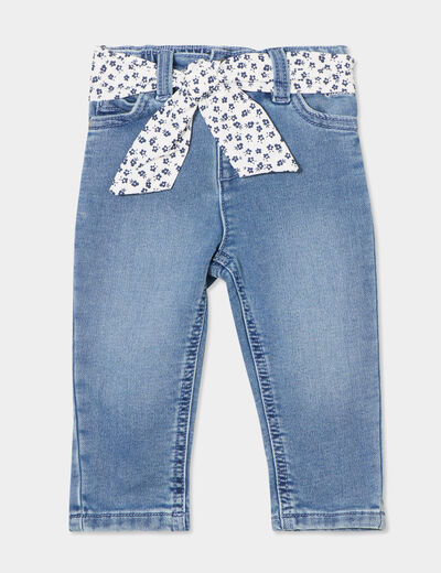 Jeans ceinture foulard denim double stone bébé fille
