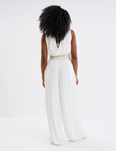 Combinaison pantalon dos en V blanc femme