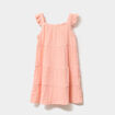 Robe à bretelles fines gaze de coton rose saumon fille