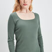 Robe droite à encolure carrée vert kaki femme