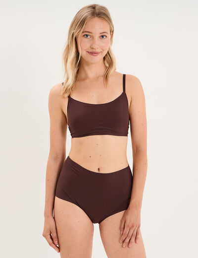 Soutien-gorge brassi&egrave;re bandeau padd&eacute; marron femme