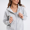 Sweat zippé à capuche gris clair femme